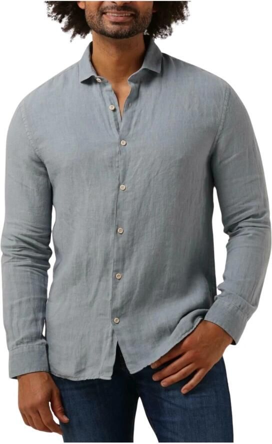 The GoodPeople Blauw Linnen Casual Overhemd Soho Blue Heren - Foto 3