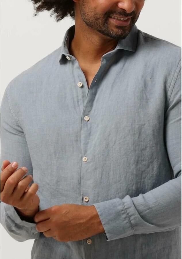 The GoodPeople Blauw Linnen Casual Overhemd Soho Blue Heren