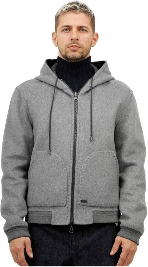 The Jack Leathers Omkeerbare Wol Dubbele Jas Gray Heren
