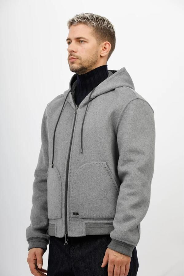The Jack Leathers Omkeerbare Wol Dubbele Jas Gray Heren - Foto 3