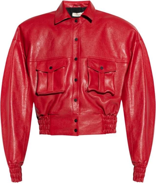 The Mannei Rode Oversized Leren Jas Red Dames