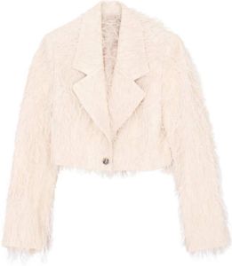 The Mannei �Monica� cropped blazer with feathers Beige Dames