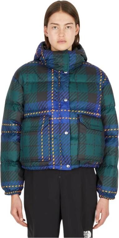 The North Face Halfdomineerde geruit gezwollen jas Blauw Dames