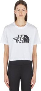 The North Face Logo Print Cropped T-Shirt Wit Dames