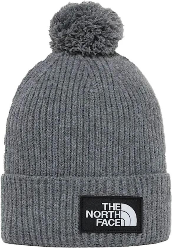 The North Face TNF Box Pom Beanie Hat Grey- Dames Grey