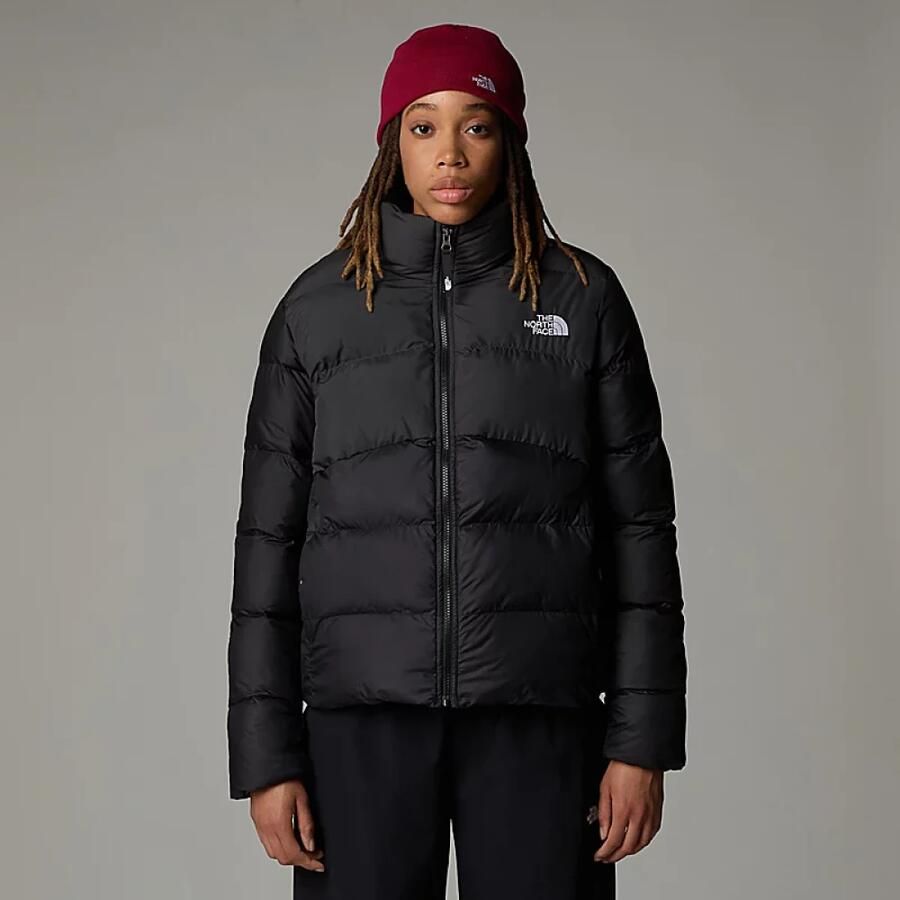 The North Face Zwarte Gewatteerde Puffer Jas met Hoge Kraag Black Dames