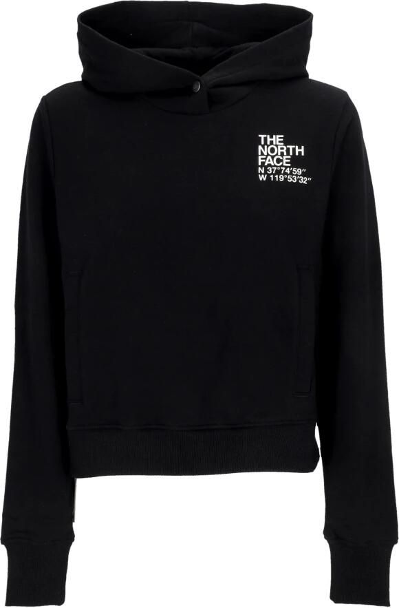 The North Face Zwarte Cropped Hoodie met Coördinaten Black Dames