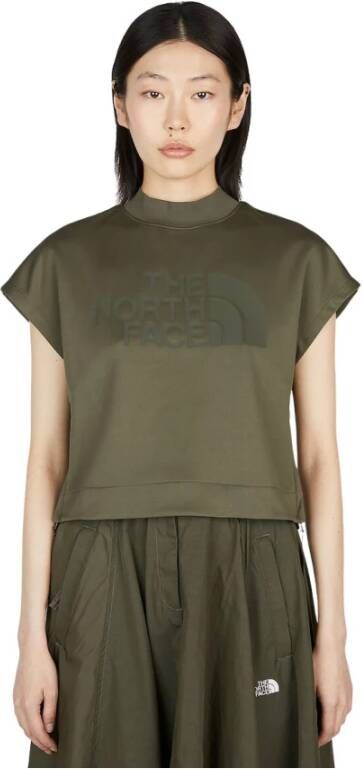 The North Face Cropped T-Shirt met Logo Print Green Dames