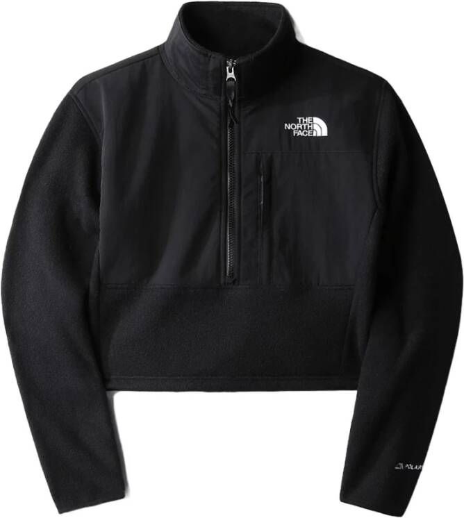 The North Face Zwarte Denali Crop Fleece met Rits Black Dames
