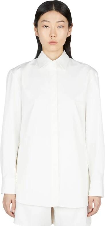 The Row Klassieke Katoenmix Poplin Overhemd White Dames