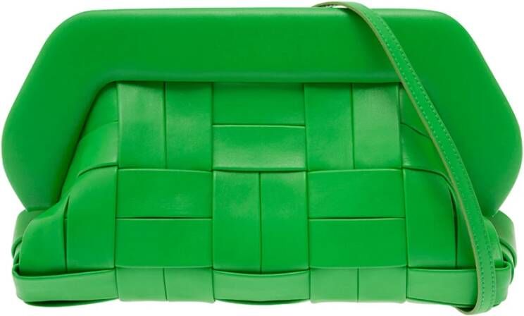 THEMOIRè Groene geweven clutch tas met afneembare schouderband Groen Dames