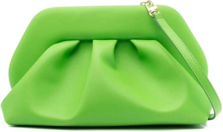 THEMOIRè Groene kunstleren clutch tas met gerimpeld detail Green Dames