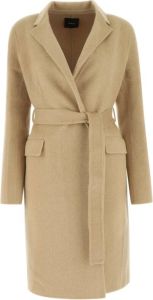 Theory Belted Coats Beige Dames
