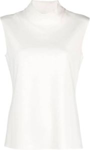 Theory Ivoor Stretch Jersey Coltrui Mouwloos T-shirt Beige Dames