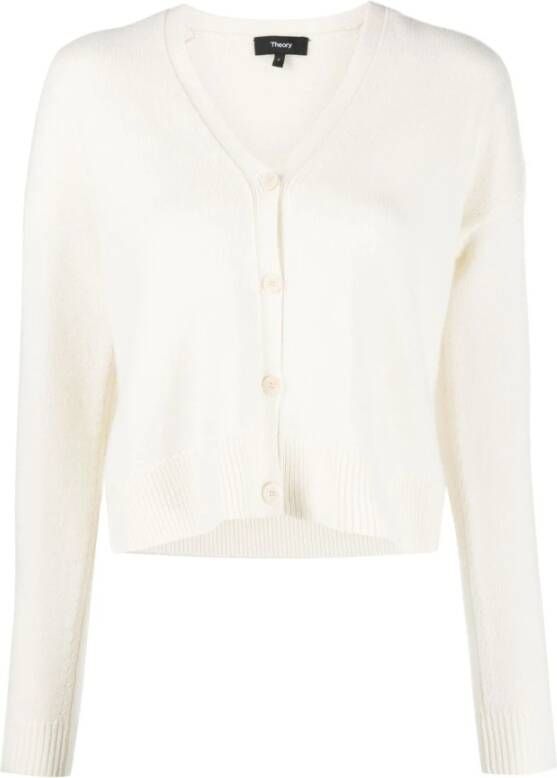 Theory Ivory Cashmere Cardigan Beige Dames