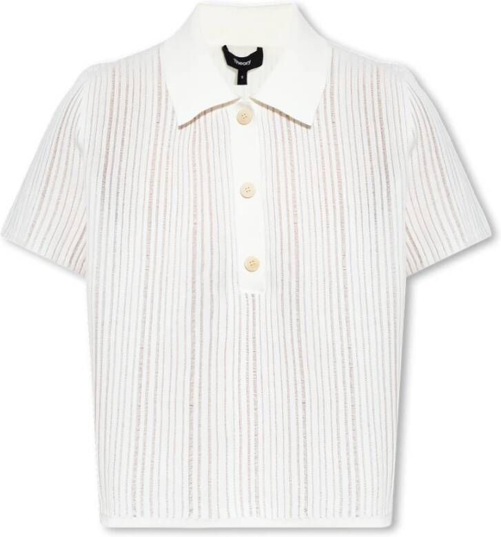 Theory Polo shirt met een relaxte pasvorm White Dames