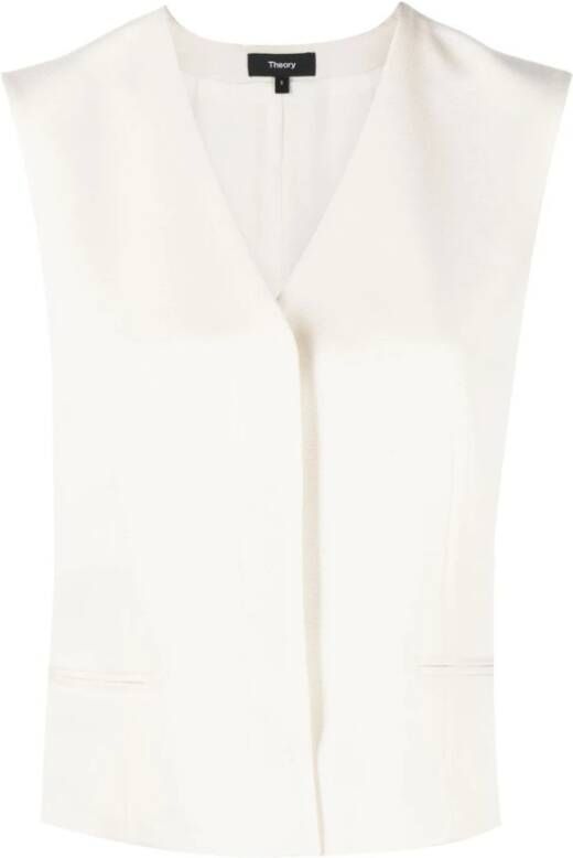 Theory Witte Slim Fit V-Hals Jas White Dames