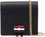 Thom Browne 3-Bow Card Holder W Chain Strap IN Pebble Grain Leather L12 H13 W3 Zwart Dames - Thumbnail 1