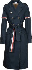 Thom Browne Belted Coats Blauw Dames