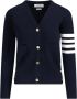 Thom Browne Blauwe Wol V-Hals Cardigan Sweater Blue Dames - Thumbnail 1