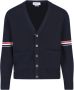 Thom Browne Navy V Neck Cardigan Blue Heren - Thumbnail 1