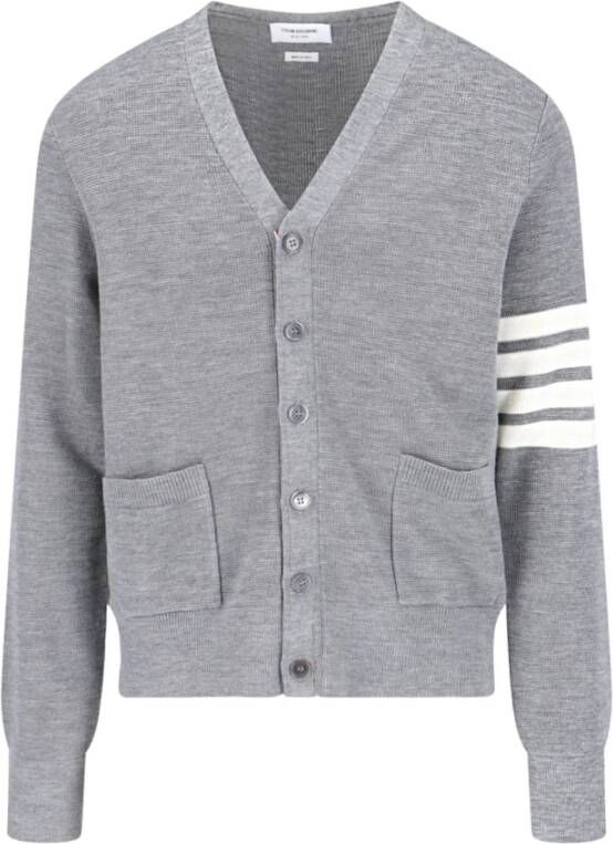 Thom Browne 4 Bar Cardigan van 100% zuivere wol Gray Heren