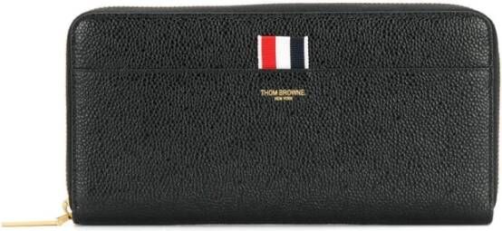 Thom Browne Continental ZIP Wallet With RWB GG TAB IN Pebble Grain Leather Zwart Dames