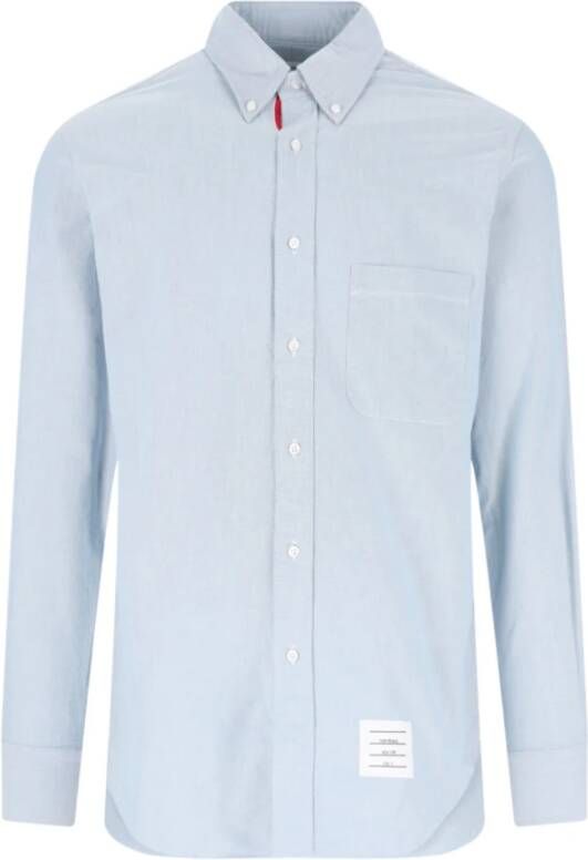 Thom Browne Oxford Katoenen Overhemd met Gestreepte Grosgrain Detail Blue Heren