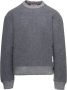 Thom Browne Grijze Wol Fleece Crewneck Sweater met CB RWB Stripe Grijs Heren - Thumbnail 1