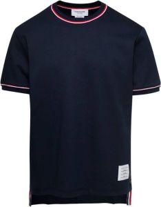 Thom Browne Korte mouwen T-shirt met RWB-streepafwerking Blauw Heren
