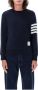 Thom Browne Navy Klassieke Crewneck Gebreide Kleding voor Heren Blauw Heren - Thumbnail 1