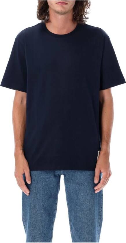 Thom Browne Navy T-shirt met relaxte pasvorm en logo patch Blauw Heren
