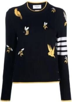 Thom Browne Round-neck Knitwear Blauw Dames