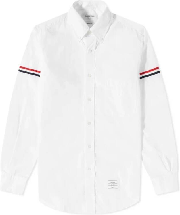 Thom Browne Witte Katoenen Overhemd met Gestreepte Details White Heren