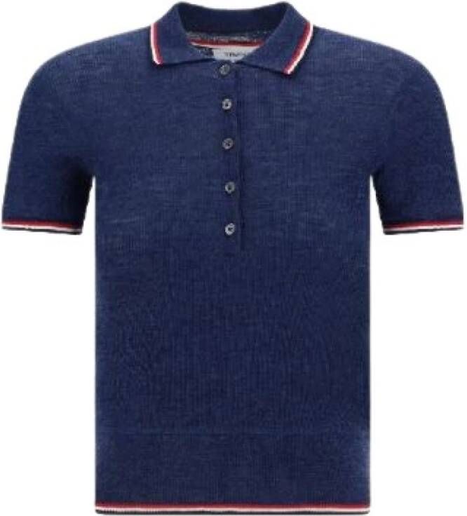 Thom Browne Wollen Polo Shirt met Driekleurig Patroon Blauw Dames