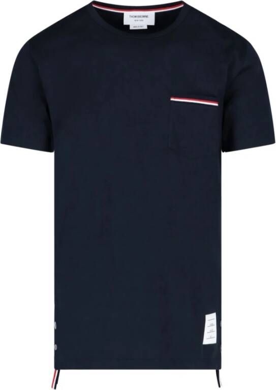 Thom Browne T-shirt met tricolor zak en hoge-lage zoom Blue Heren