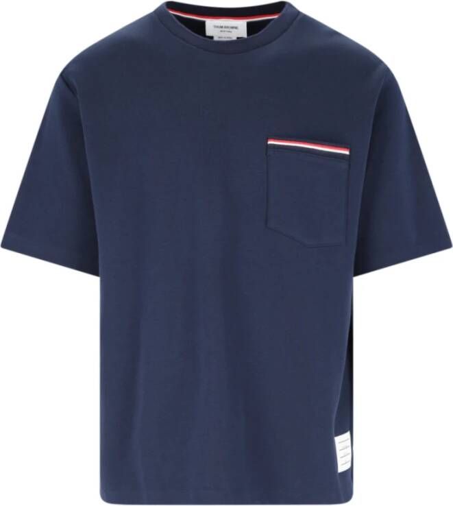 Thom Browne Oversized Korte Mouw Zak T-shirt van Milano Katoen Blue Heren