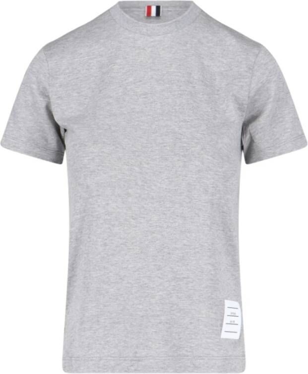Thom Browne Grijze Logo-Patch T-shirt en Polo Gray Dames