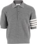 Thom Browne Grijze Polo Shirt van Wol met 4-Bar Detail Grijs Heren - Thumbnail 1