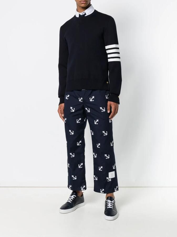 Thom Browne Blauwe Sweater 4-Bar Milano Stitch Jumper Blue Heren