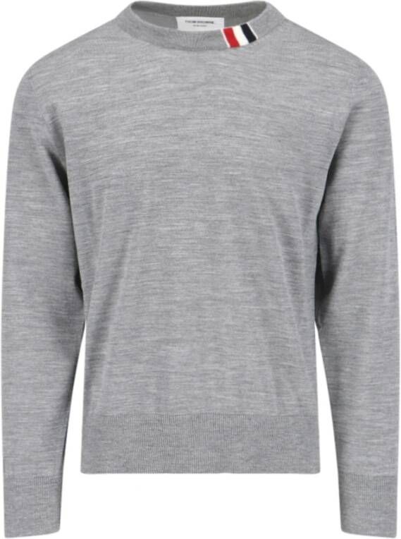 Thom Browne Grijze Logo-Patch Wollen Sweatshirt Gray Heren