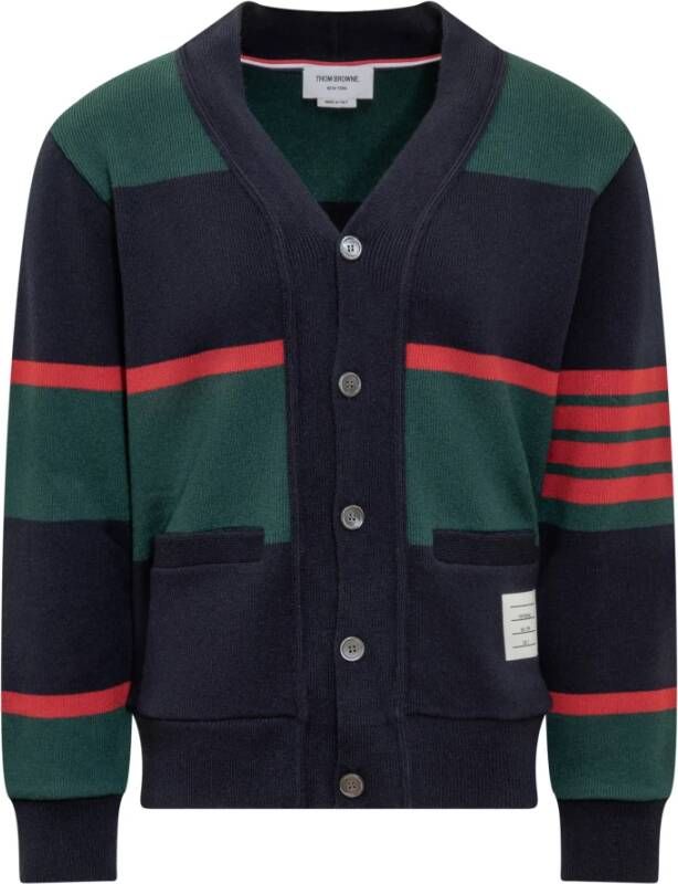Thom Browne Y Neck Cardigan Sweater Multicolor Heren