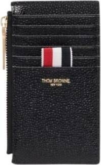 Thom Browne Zippered Card Wallet W Debossed 4Bar IN Pebble Grain Leather L13 H7 Zwart Heren