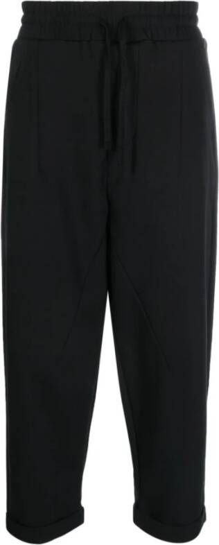 Thom Krom Zwarte cropped broek met elastische tailleband Black Heren