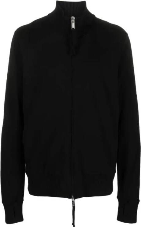 Thom Krom Zwart sweatshirt met ritssluiting en asymmetrisch geribbeld ontwerp Black Heren