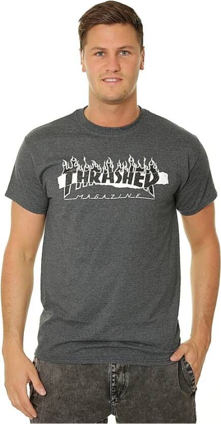 Thrasher Gescheurd t -shirt Grijs Heren