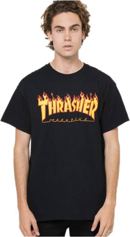 Thrasher Vlam T-shirt Zwart Heren