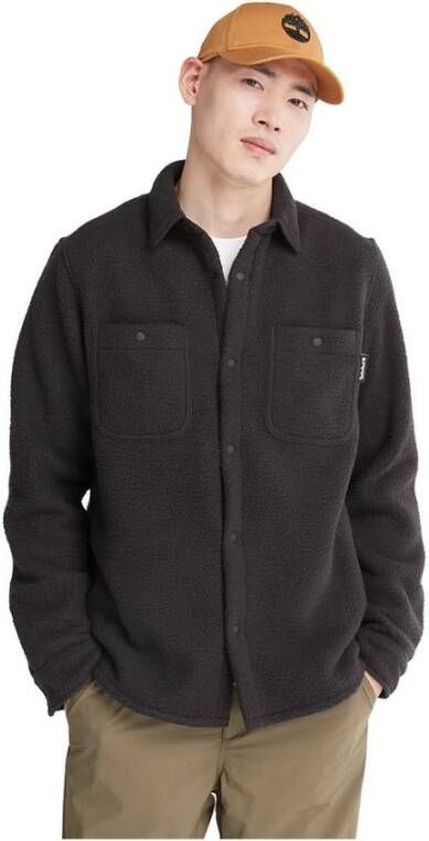 Timberland Zwarte Fleece Overshirt Lange Mouw Shirt Black Heren