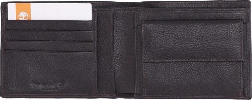 Timberland Klassieke Leren Bifold Portemonnee met Muntzak Brown Heren - Foto 3