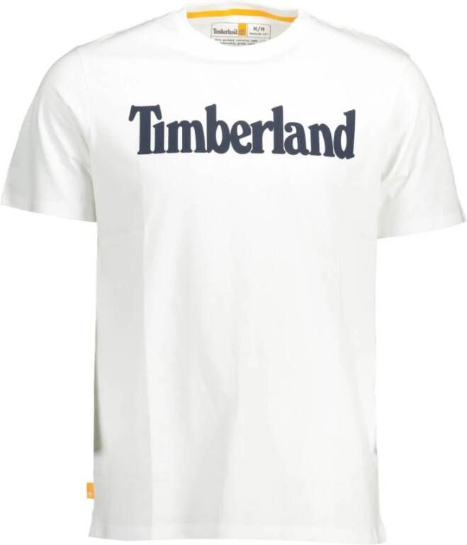 Timberland White Cotton T-Shirt Wit Heren